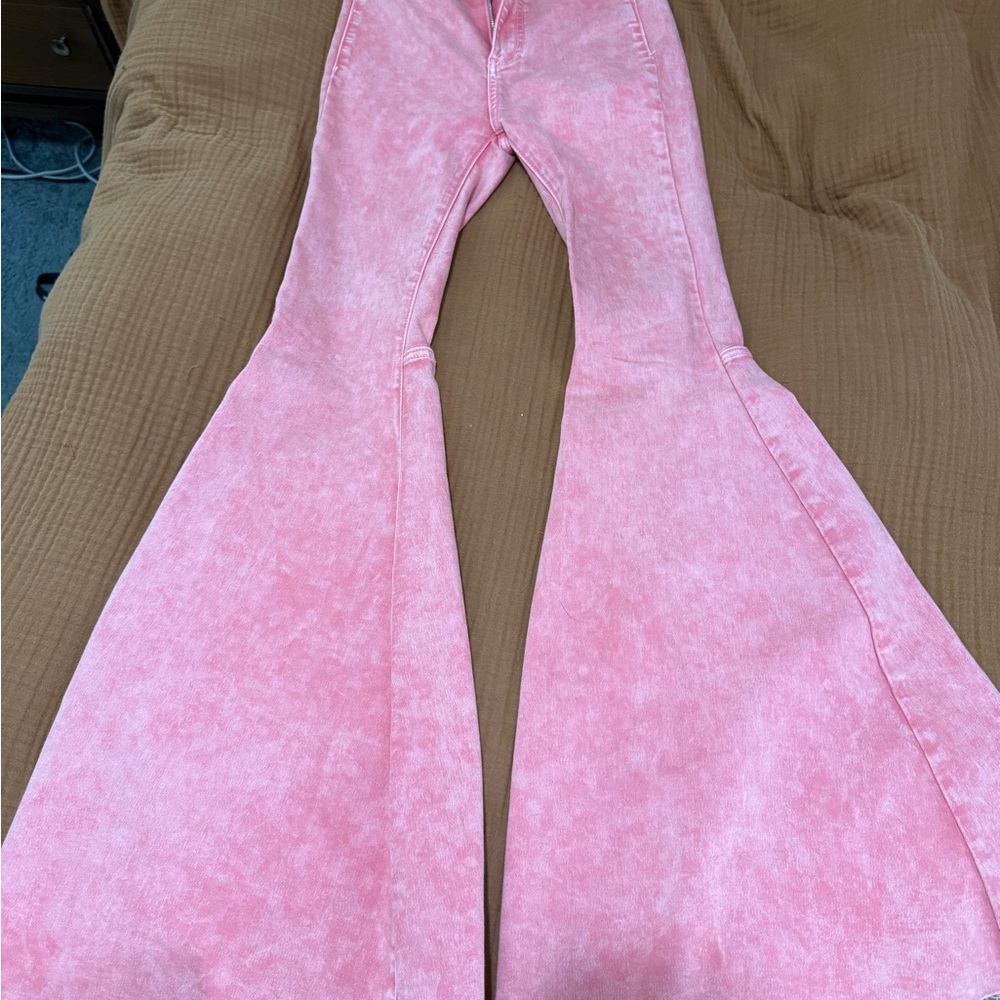 Free People Pink Bell Bottom Jeans